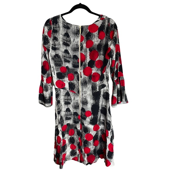 Closet London Polka Dot Trumpet Sleeve Abstract Print Dress - Picture 4 of 4